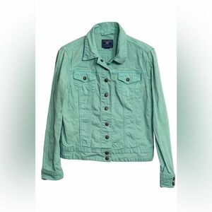 Lucky Brand Mint Green Denim Jacket Medium Button Front